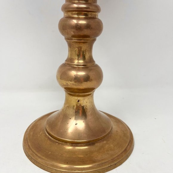 Candleholder Vintage Large Heavy Solid Brass Rustic Boho Country Pillar Style - Picture 2 of 9